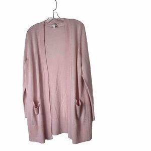 Nordstrom Everyday Open Front Long Merino Wool Blend Cardigan Womens Sz S Pink‎